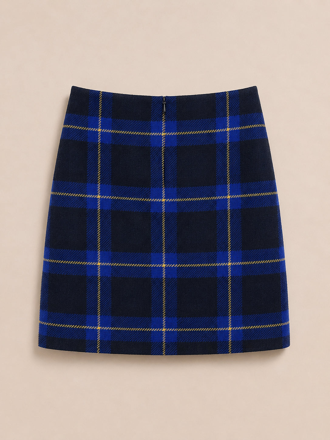 Blue Patterned 100% Wool Skirt