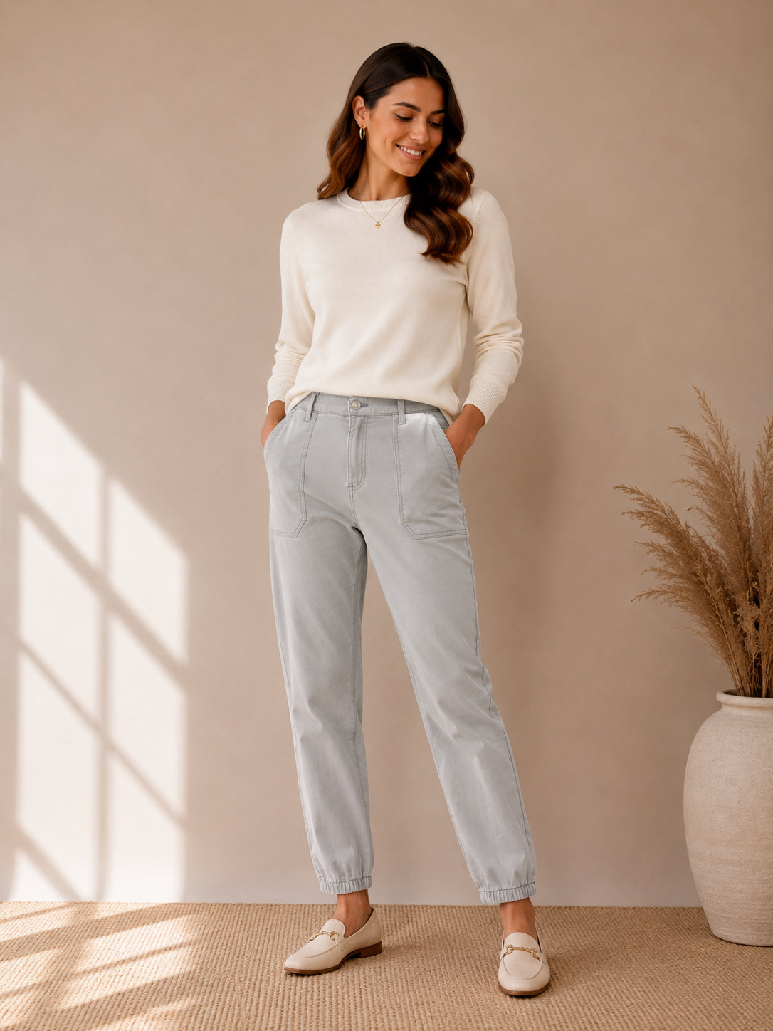 Grey Tapered Utility Trousers