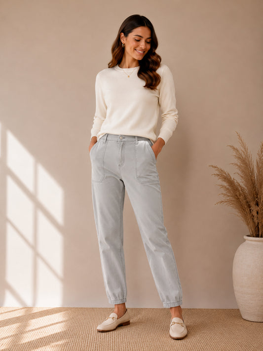 Grey Tapered Utility Trousers