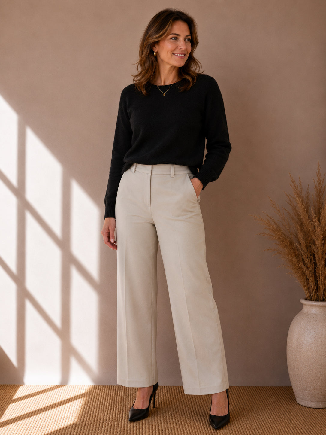 Cream Tailored Trousers