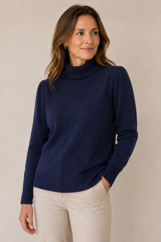 Blue Turtle-neck Jumper