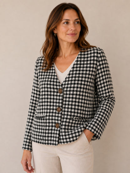 Black & White Wool Blend Blazer