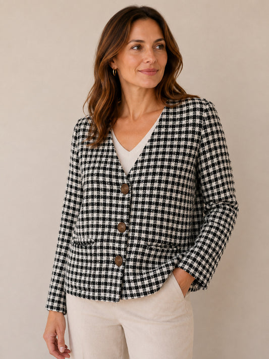 Black & White Wool Blend Blazer