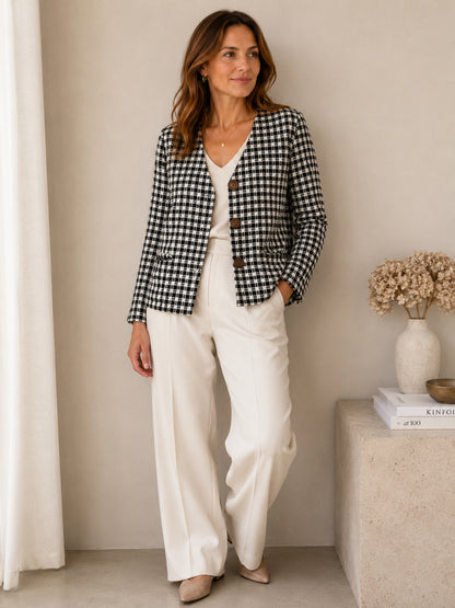 Black & White Wool Blend Blazer