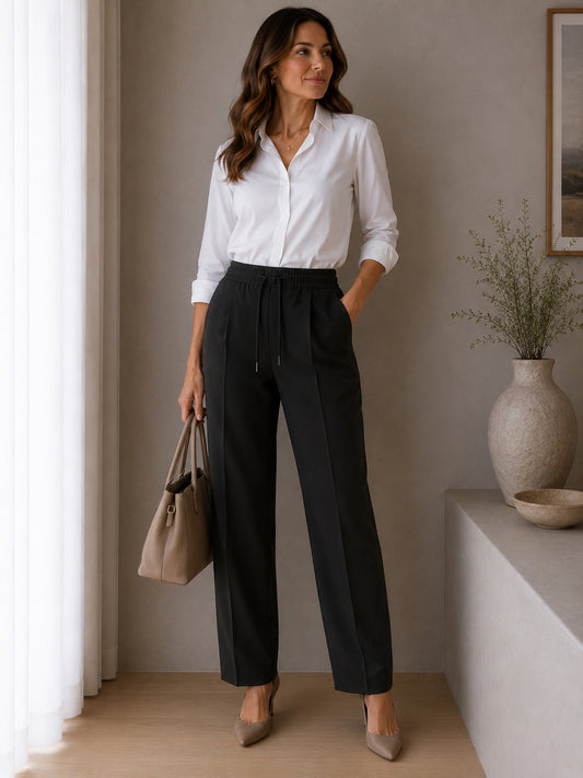 Khaki Wool Blend Trousers