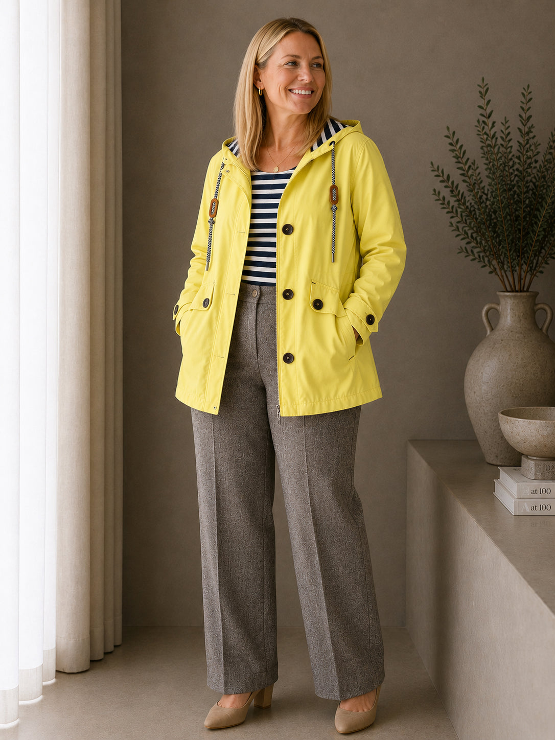 Yellow Hooded Duffle Coat
