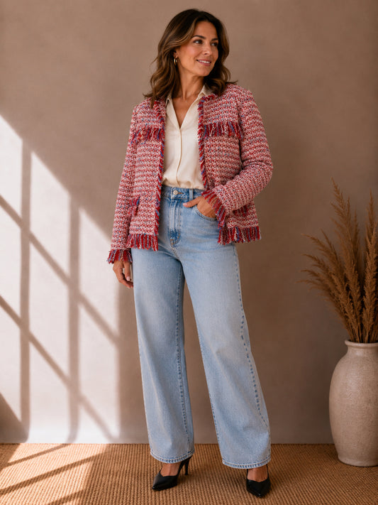 Red Tweed Fringe Jacket