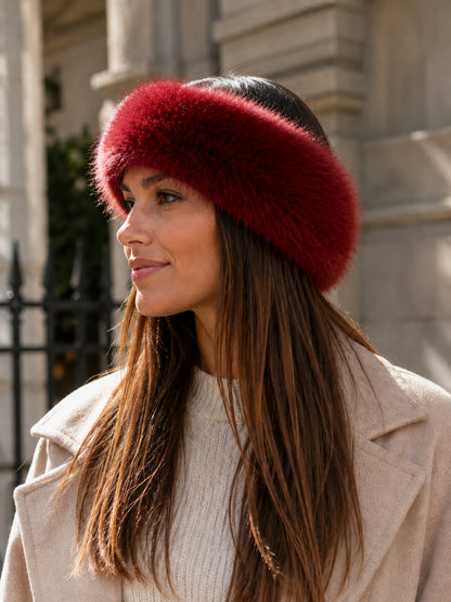 Deep Red Faux Fur Winter Headband