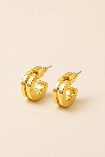 Gold Tone Double Hoop Earrings