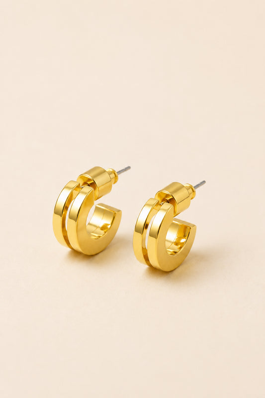 Gold Tone Double Hoop Earrings