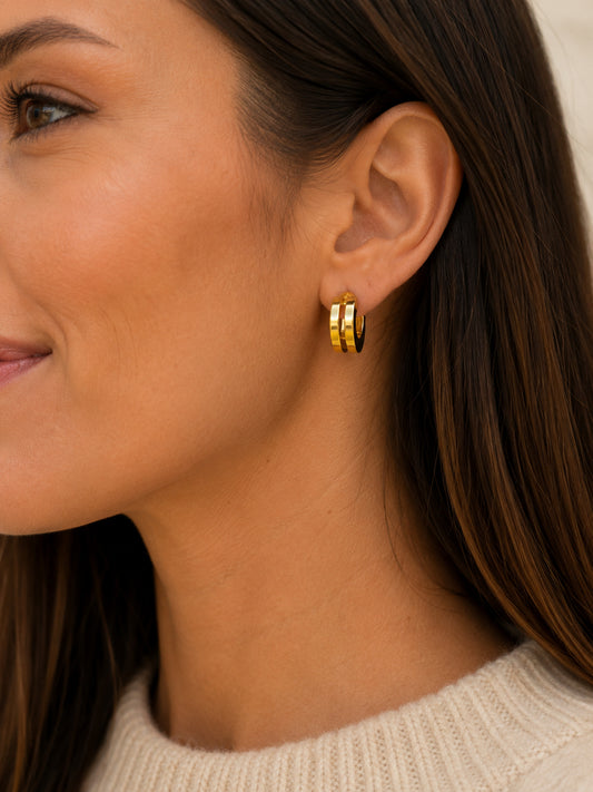 Gold Tone Double Hoop Earrings