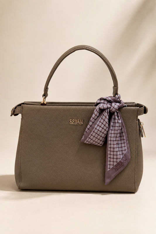 Taupe Scarf Detail Handbag