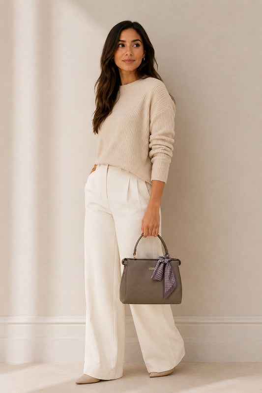 Taupe Scarf Detail Handbag
