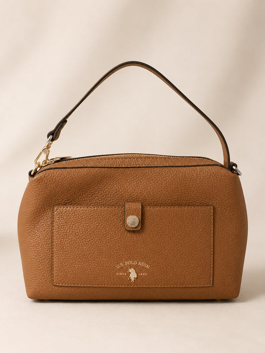 Tan Structured Shoulder Bag
