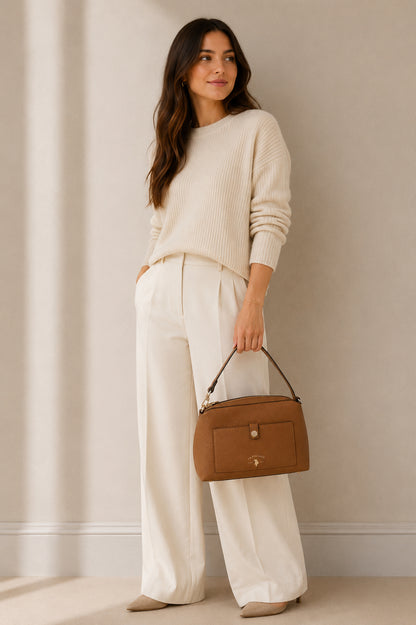 Tan Structured Shoulder Bag