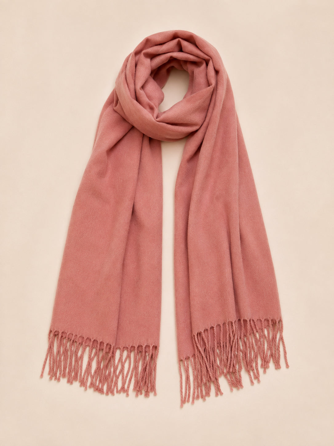 Dusty Pink Soft Fringed Scarf