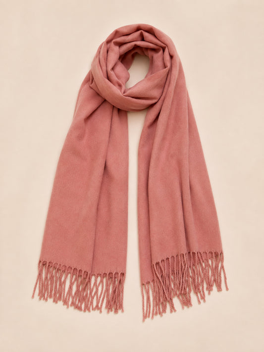 Dusty Pink Soft Fringed Scarf