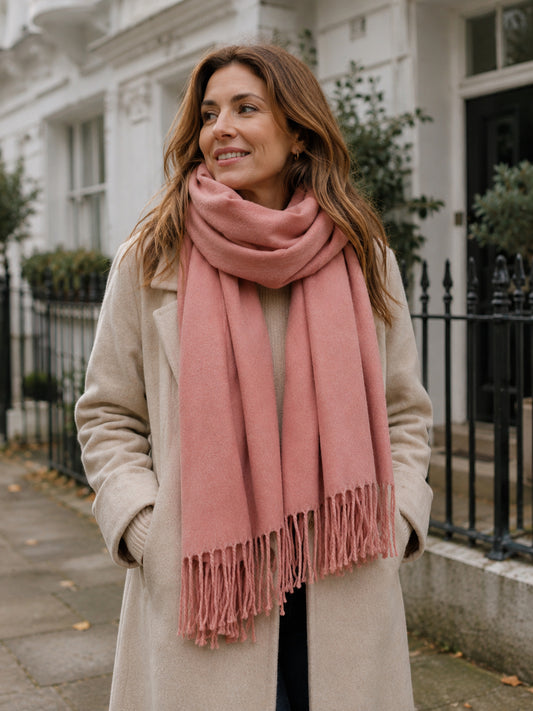 Dusty Pink Soft Fringed Scarf