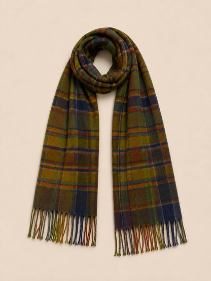 Green, Navy & Rust Tartan Check Scarf