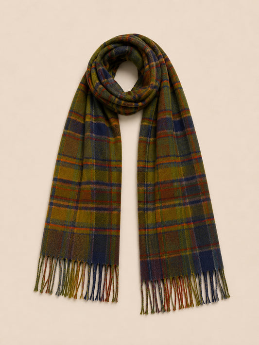 Green, Navy & Rust Tartan Check Scarf