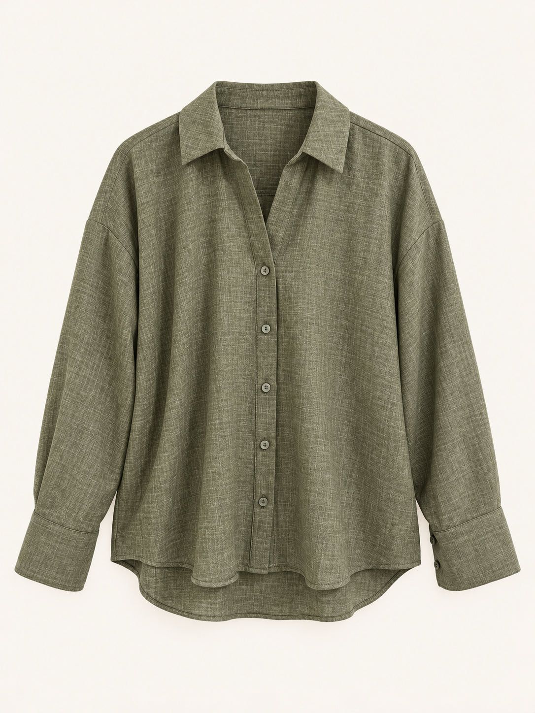 Khaki Textured Relaxed Fit Shirt