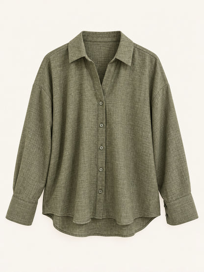 Khaki Textured Relaxed Fit Shirt