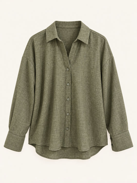 Khaki Textured Relaxed Fit Shirt