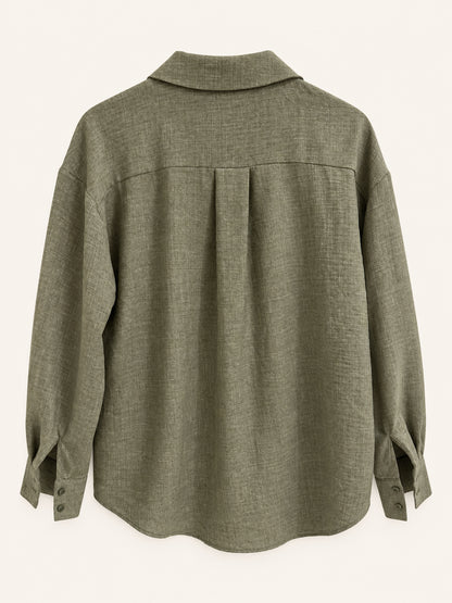 Khaki Textured Relaxed Fit Shirt