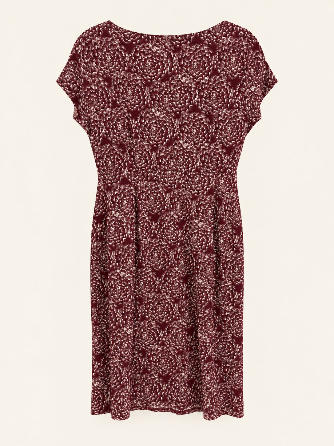 Burgundy & Cream Floral Print Cowl Neck Midi Dress