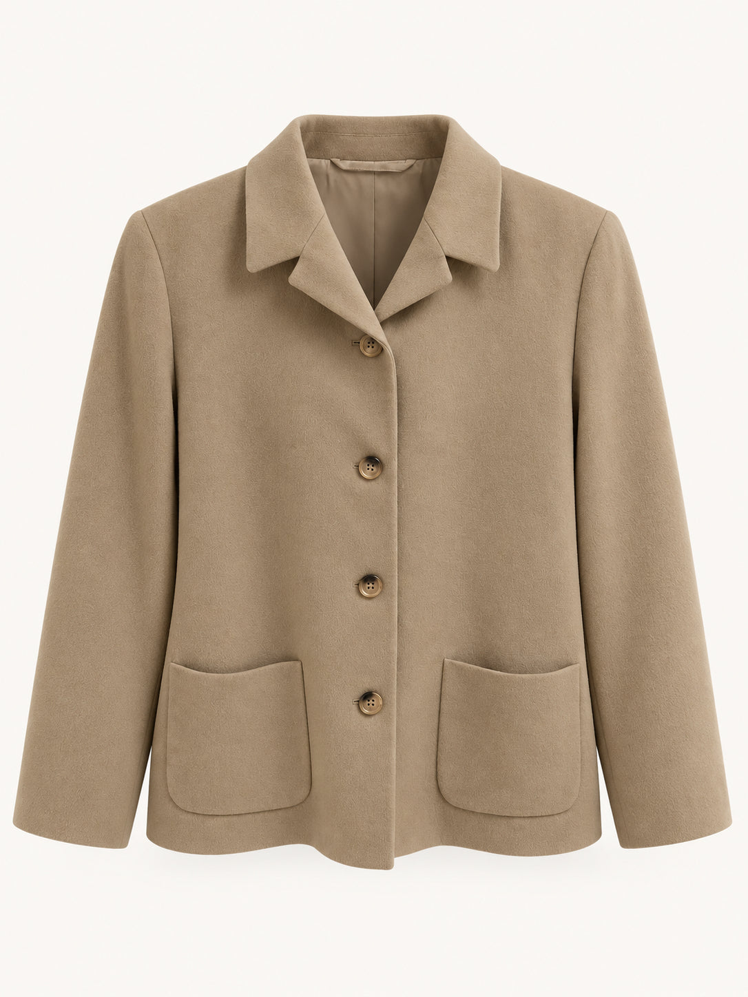 Beige Tailored Wool Blend Jacket
