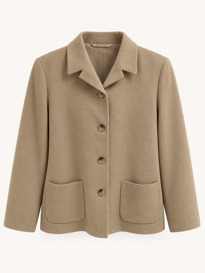 Beige Tailored Wool Blend Jacket