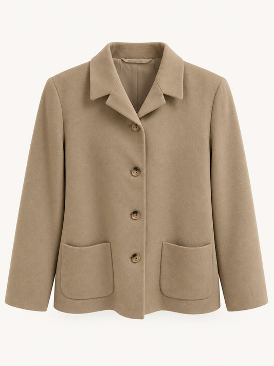 Beige Tailored Wool Blend Jacket