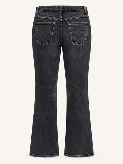 Black Washed Denim Bootcut Jeans