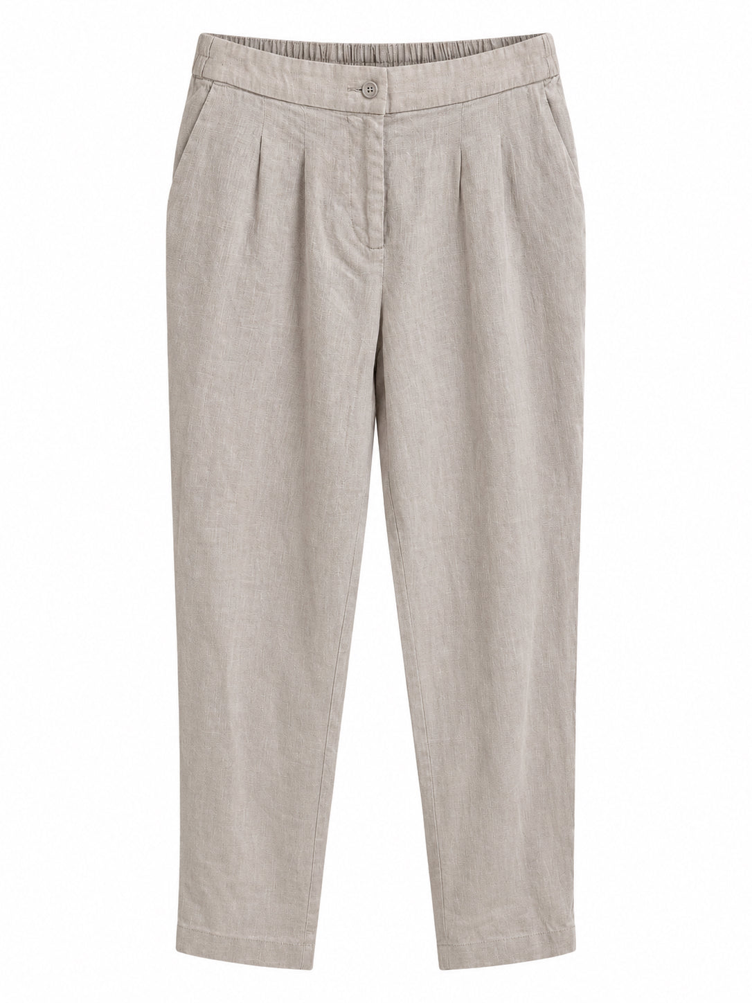Stone 100% Linen Tapered Trousers