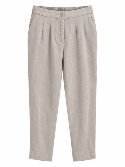 Stone 100% Linen Tapered Trousers