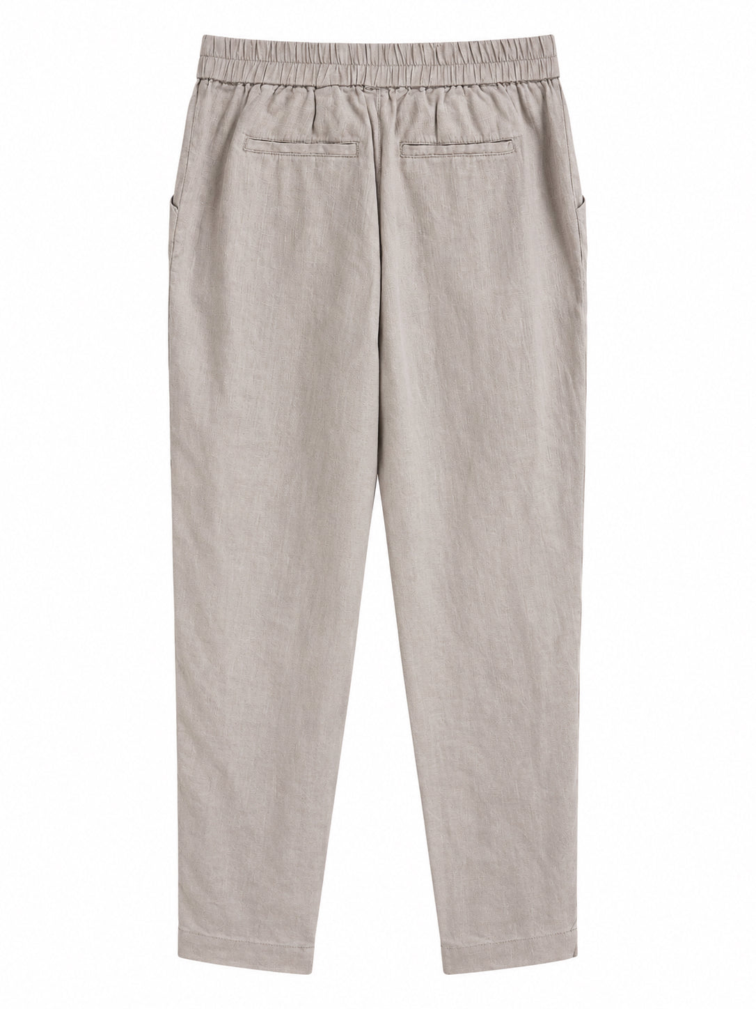Stone 100% Linen Tapered Trousers