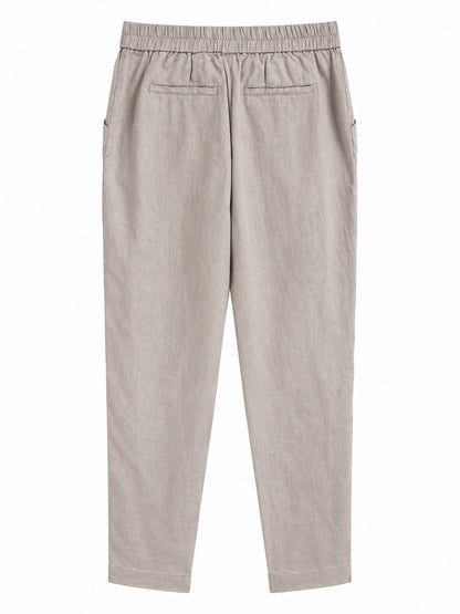 Stone 100% Linen Tapered Trousers