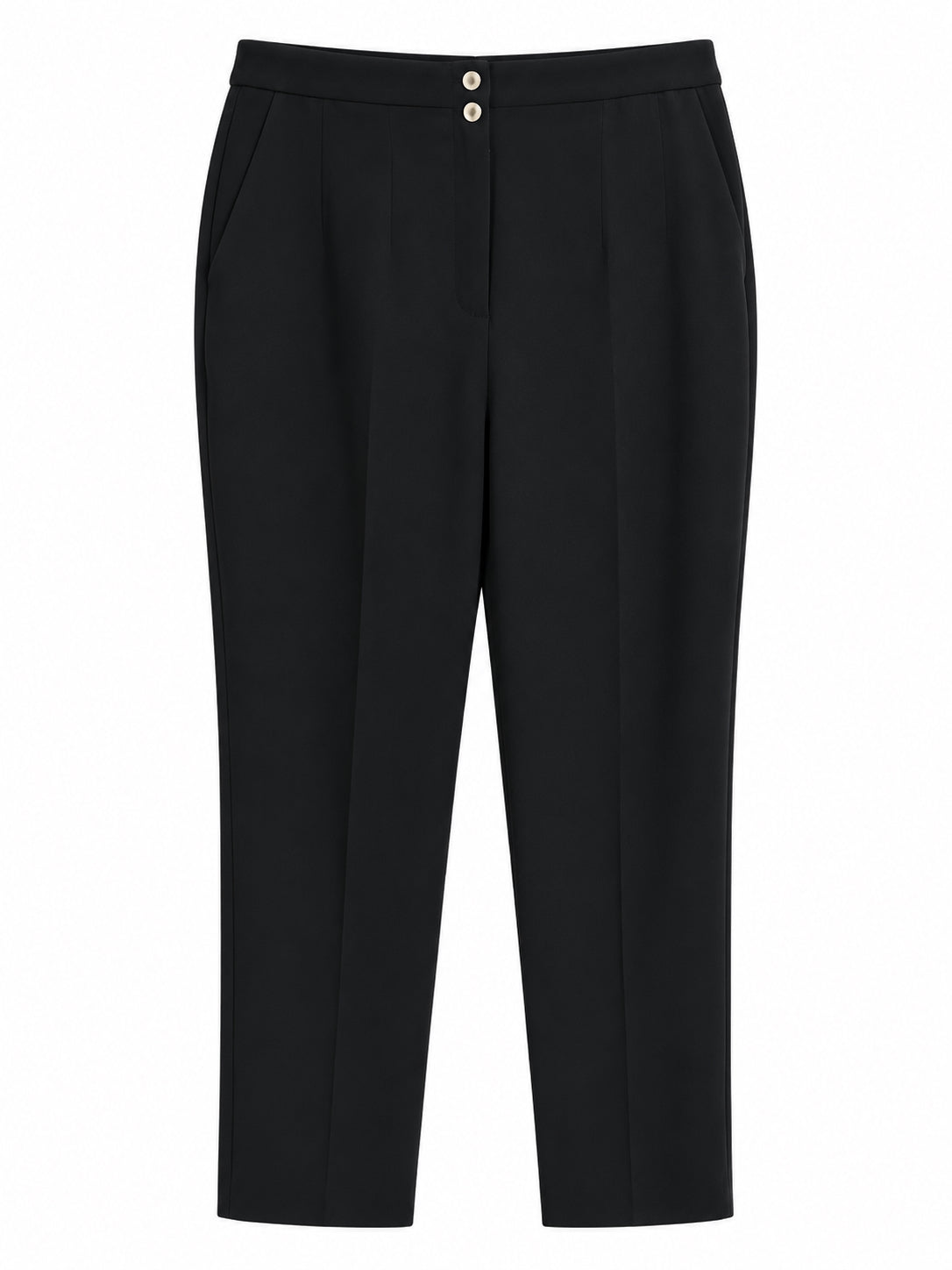 Black Double Button Slim Leg Tailored Trousers