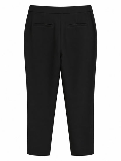 Black Double Button Slim Leg Tailored Trousers