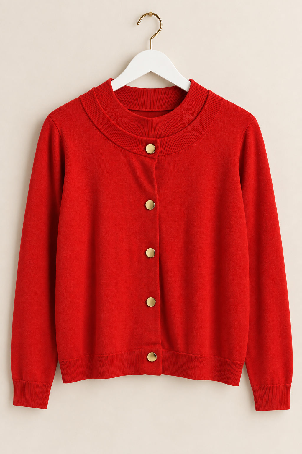 Red Merino Wool 2-in-1 Jumper & Cardigan