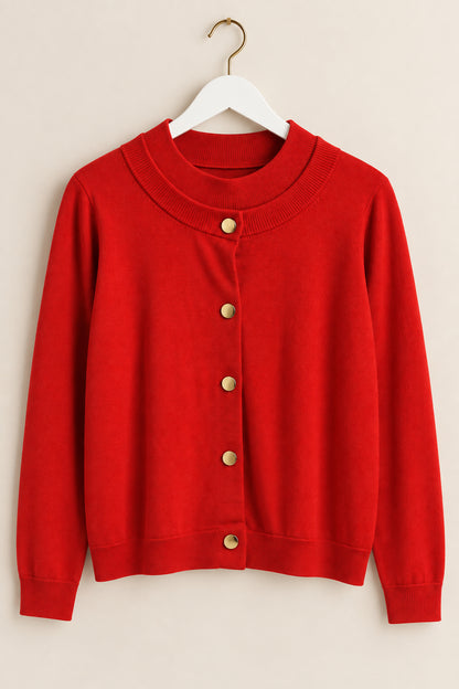 Red Merino Wool 2-in-1 Jumper & Cardigan
