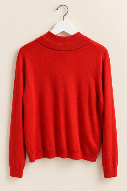 Red Merino Wool 2-in-1 Jumper & Cardigan