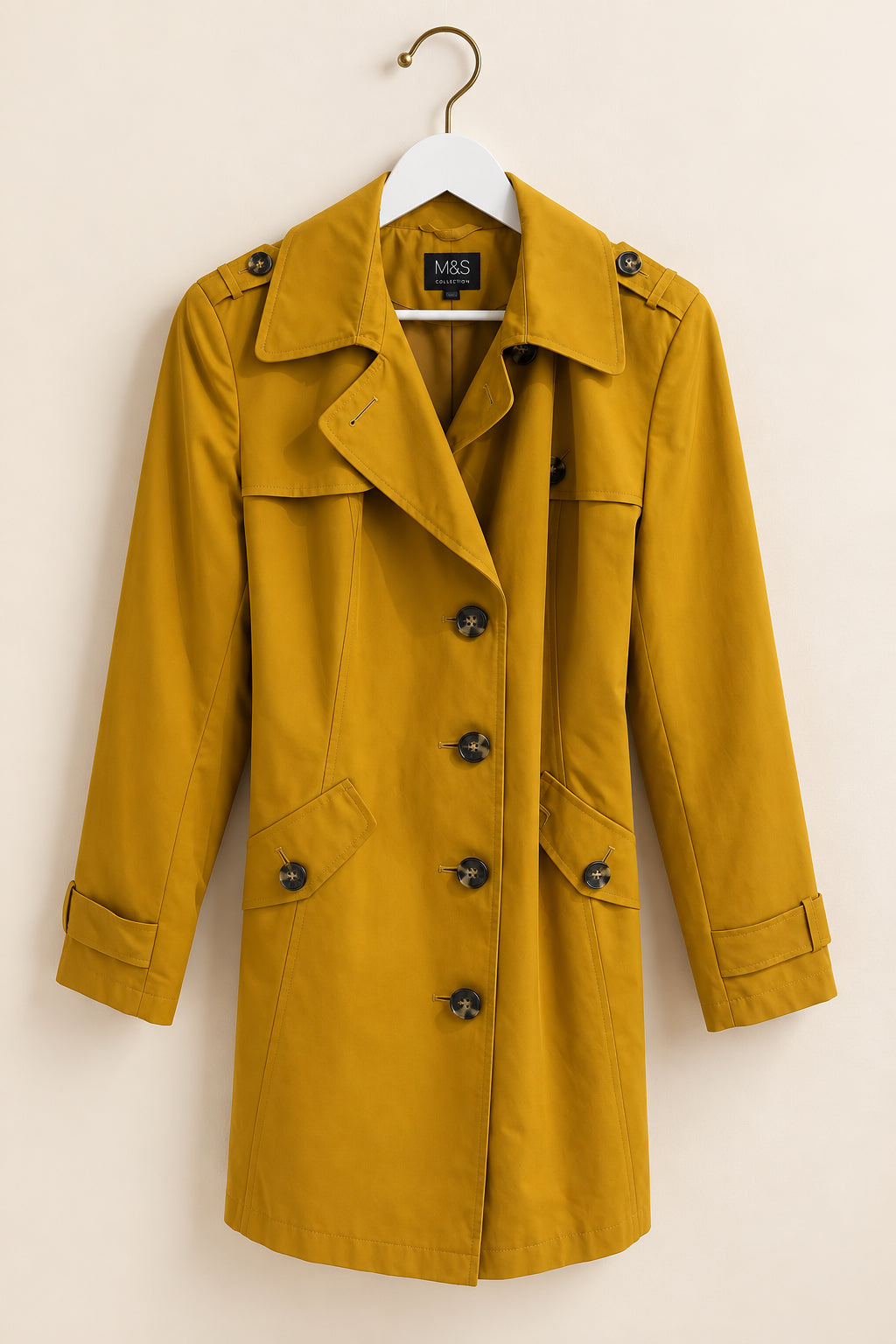 Mustard Yellow Mid-Length Trench Coat