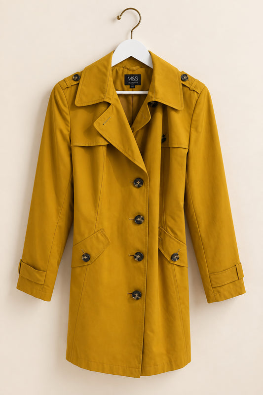 Mustard Yellow Mid-Length Trench Coat