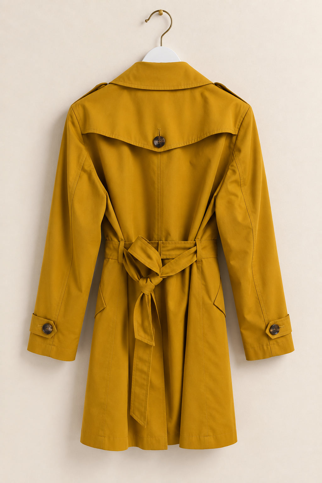 Mustard Yellow Mid-Length Trench Coat
