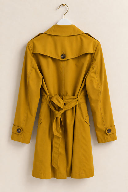 Mustard Yellow Mid-Length Trench Coat