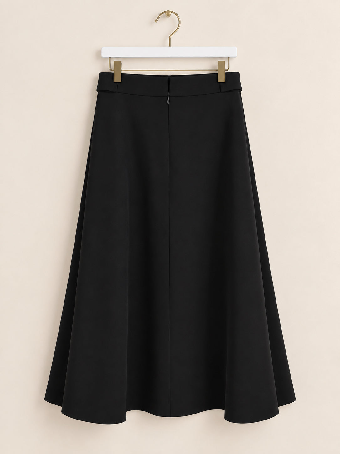 Black Pleated A-Line Midi Skirt