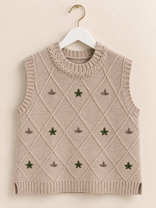 Beige Wool Blend Sleeveless Jumper