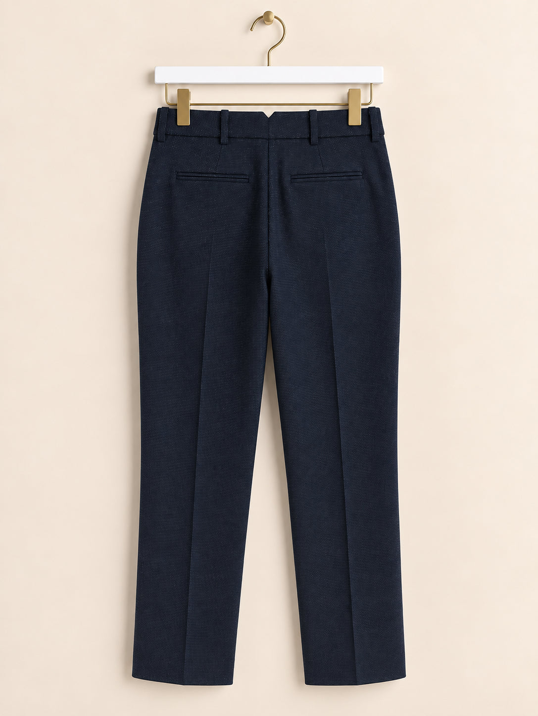 Navy Wool Blend Tailored Trousers