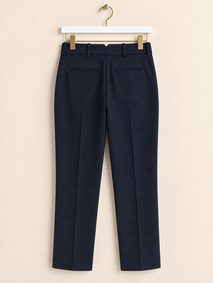 Navy Wool Blend Tailored Trousers